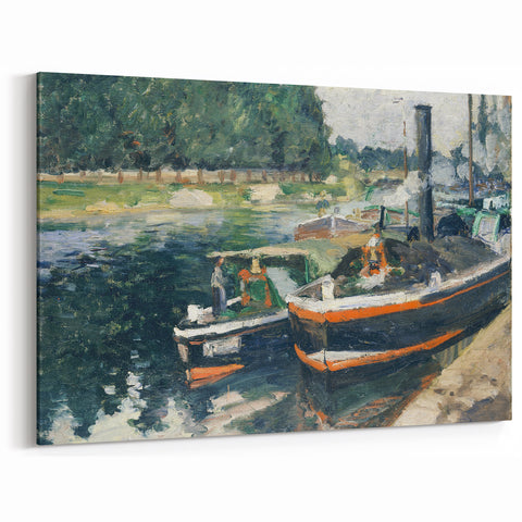 Camille Pissarro Art - Boats at the Riverbank | Pissarro Canvas Print