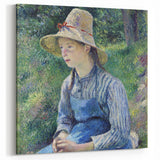Camille Pissarro Art - Girl in Straw Hat | Pissarro Impressionist Print