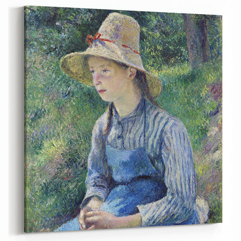 Camille Pissarro Art - Girl in Straw Hat | Pissarro Impressionist Print