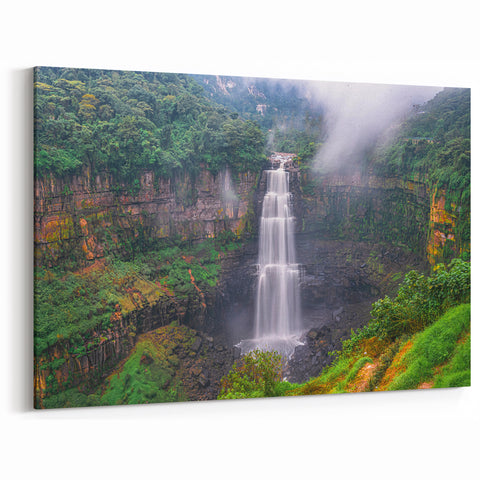 Majestic Waterfall South America Landscape Canvas Print - Colombia Wall Art
