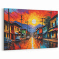 Colombian Street Art - Vibrant Cityscape Sunset Canvas South America Decor
