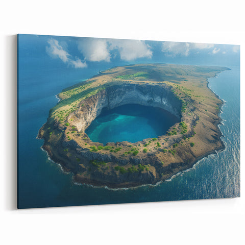 Galapagos Scenic Prints - Volcanic Crater Aerial View Ecuador Art