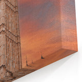 Westminster Clock Tower Art - Iconic Big Ben with Fiery Sunset Canvas