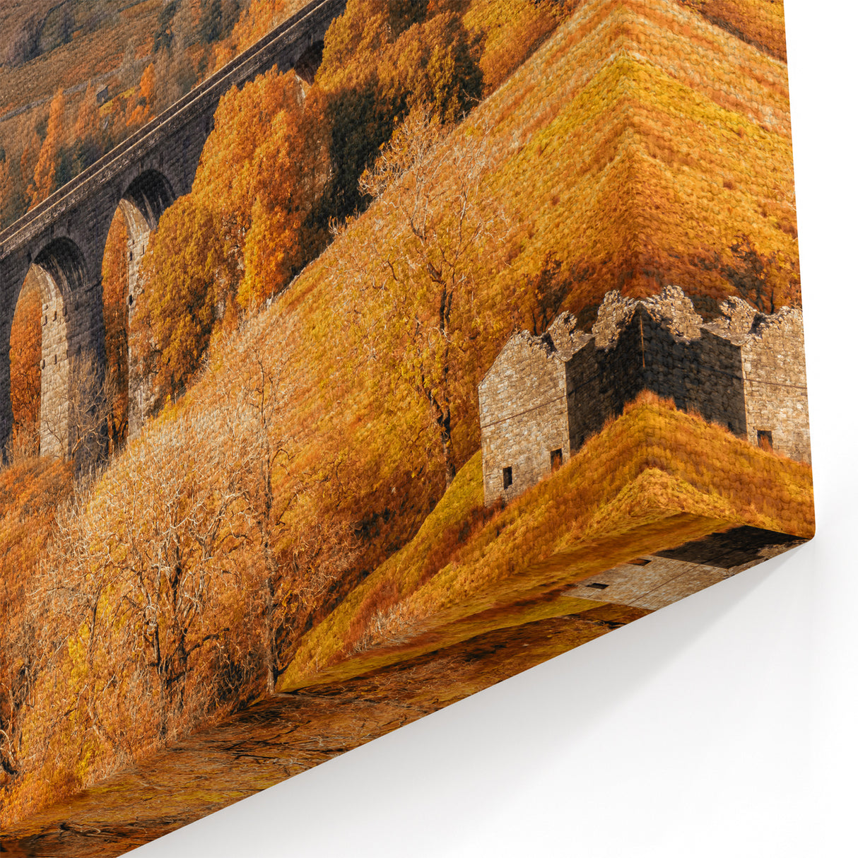 Cumbria Landscape Art - Autumn Viaduct Scene with Train in Motion