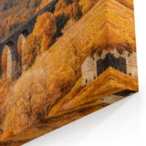 Cumbria Landscape Art - Autumn Viaduct Scene with Train in Motion