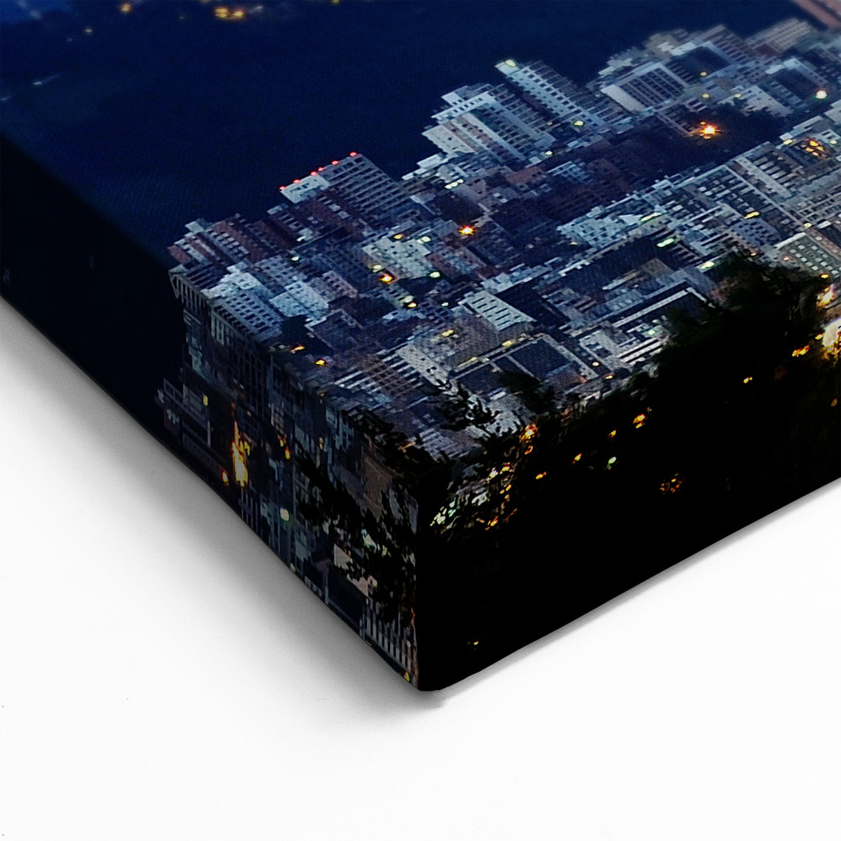 Quito Cityscape Art - Night View with Cotopaxi Volcano Ecuador Decor
