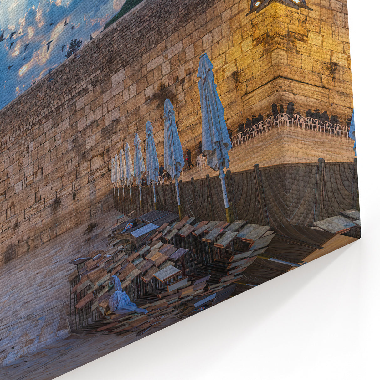 Jerusalem Photography Decor - Western Wall Sunrise with Sky View