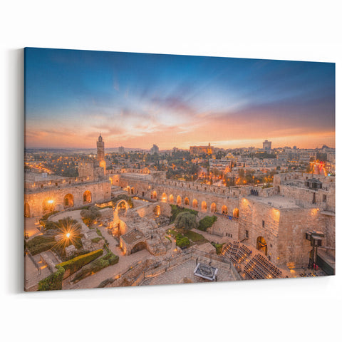 Jerusalem Panoramic Art - Tower of David at Sunset Cityscape Print