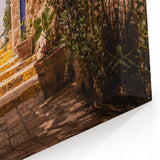 Jerusalem Cityscape Canvas - Sunlit Stone Stairway and Historic Tower