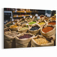 Jerusalem Photography Decor - Vibrant Market Display of Spices Canvas