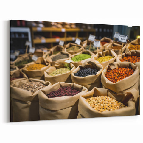 Jerusalem Photography Decor - Vibrant Market Display of Spices Canvas