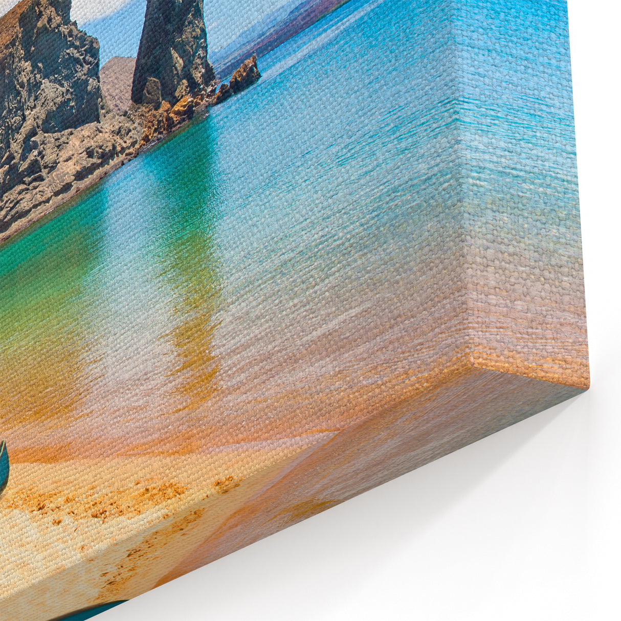 Galapagos Beach with Canoe - Framed Scenic Photography Art & Canvas Print