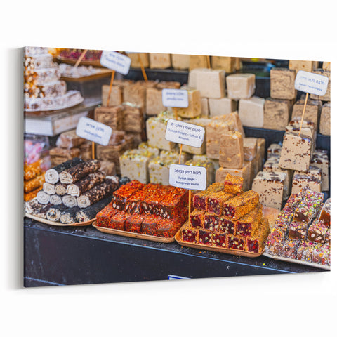 Jerusalem Skyline Print - Turkish Delight Display in Local Market Scene