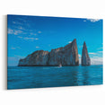 Galapagos Islands Photography - Boat and Rock Formations Scenic Wall Art