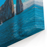 Galapagos Islands Photography - Boat and Rock Formations Scenic Wall Art