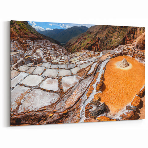 Sacred Valley Art - Peruvian Landscape Print Maras Salt Mines Wall Decor