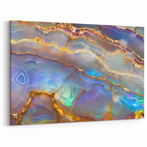 Natural Elements Wall Art | Iridescent Geode Closeup Canvas Print for Home Decor