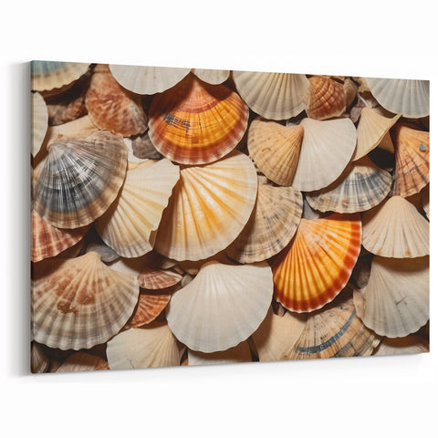 Natural Elements Wall Art | Seashell Closeup Canvas Print for Coastal Decor