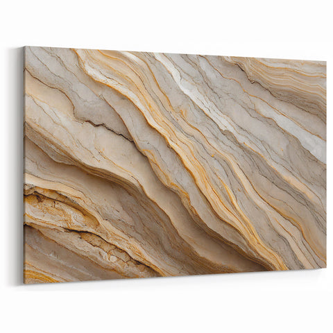 Natural Elements Wall Art | Layered Rock Formation Closeup Canvas Print