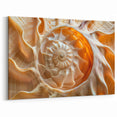 Natural Elements Wall Art | Spiraled Shell Closeup Canvas Print in Warm Tones