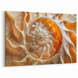 Natural Elements Wall Art | Spiraled Shell Closeup Canvas Print in Warm Tones