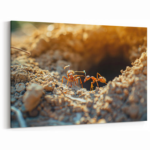 Natural Elements Wall Art – Nature Closeups Ants in Action Canvas Print