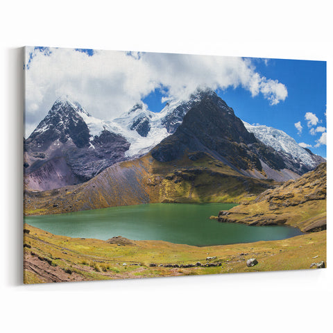 Andean Peaks and Lake Canvas Art - Tranquil Peru Print