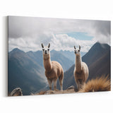 Majestic Llamas in Andean Mountains Canvas - Peru Art