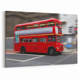 London Street Art Canvas - Red Bus in Motion London Photography Art