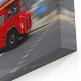 London Street Art Canvas - Red Bus in Motion London Photography Art