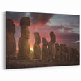 South American Wall Art - Majestic Moai Sculpture Prints at Sunrise