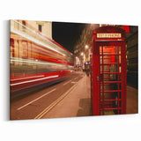 London Street Art Canvas - Red Bus and Phone Booth in London Photography Art