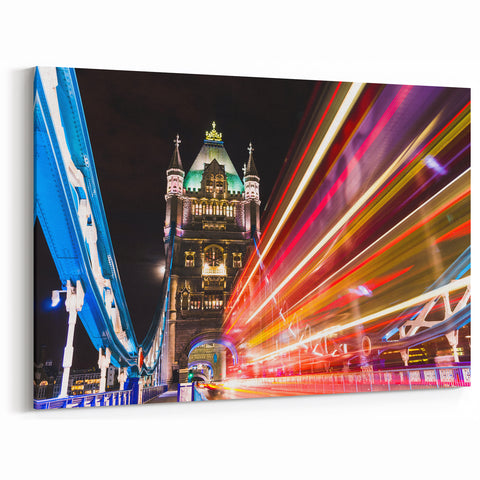 London Skyline Art - Tower Bridge with Vibrant Light Trails Photography
