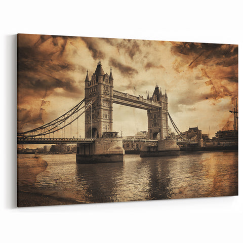 London Landmark Posters - Tower Bridge in Vintage Sepia London Themed Art