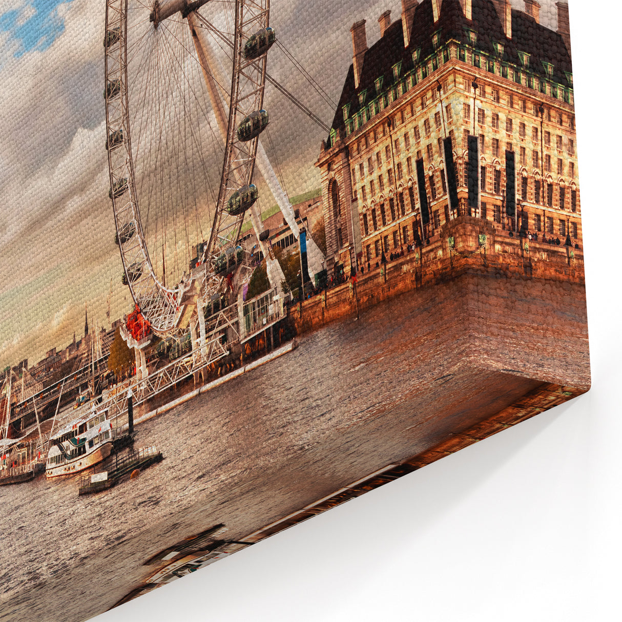 London Wall Art - The London Eye with Scenic River View Cityscape Art