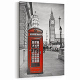London Wall Art - Red Phone Booth with Big Ben in Classic London Photography