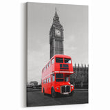 London Wall Art - Red Double-Decker Bus and Big Ben in Bold Photography
