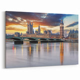 London Cityscape Prints - Westminster and Big Ben Sunset Reflections