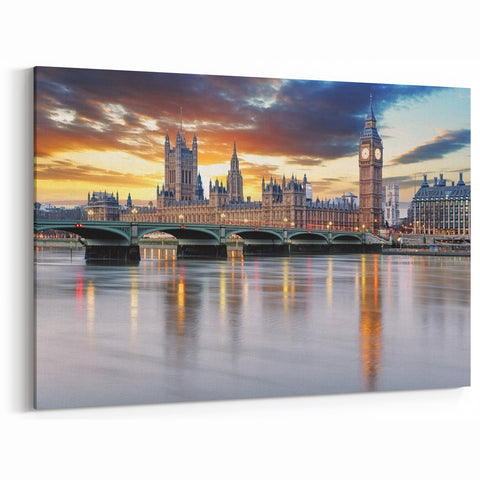 London Cityscape Prints - Westminster and Big Ben Sunset Reflections