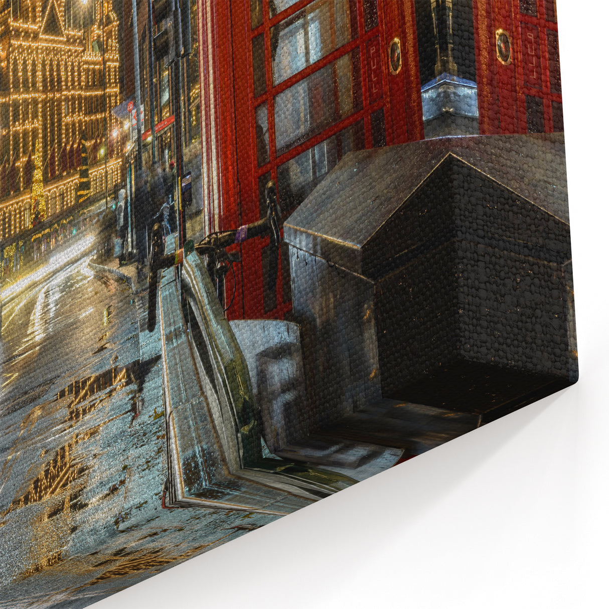 London Photography Art - Harrods at Night with Iconic Red Telephone Box