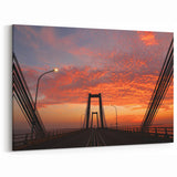 Venezuela Wall Art - Stunning Sunset Over Bridge with Fiery Sky
