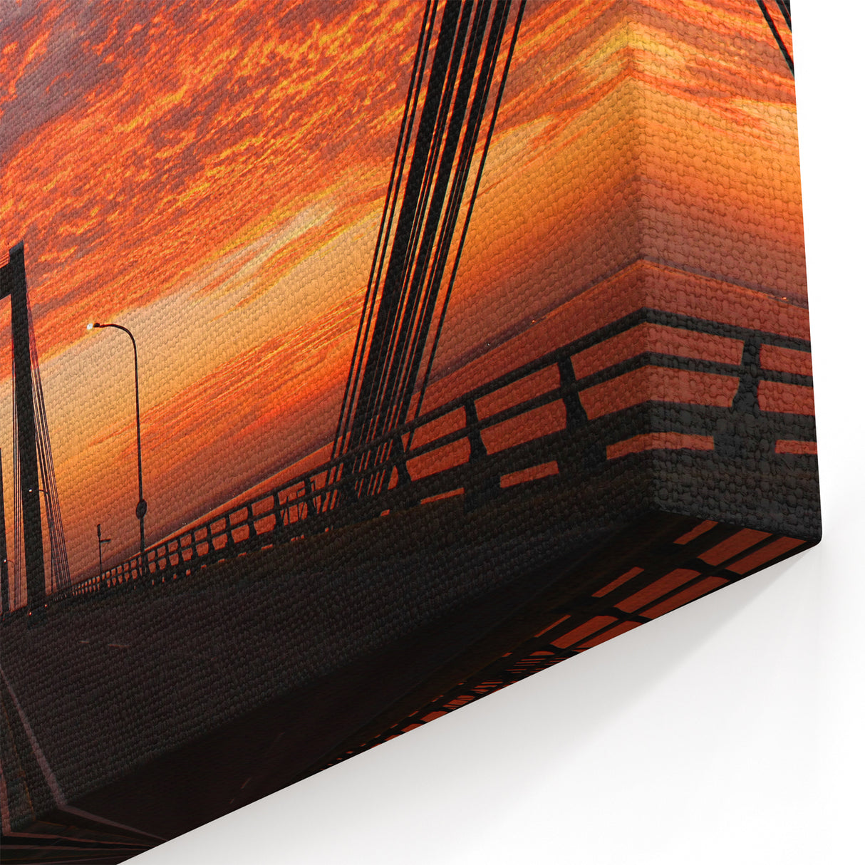 Venezuela Wall Art - Stunning Sunset Over Bridge with Fiery Sky