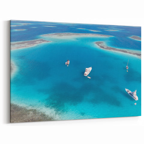 Venezuelan Photography Art - Aerial View of Boats on Turquoise Waters