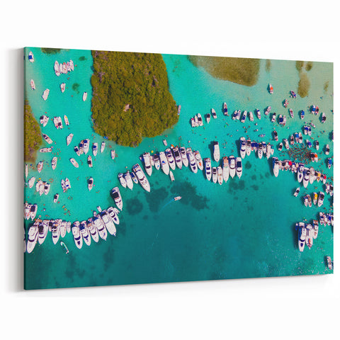 Venezuelan Landscape Prints - Boating in Turquoise Waters Aerial View