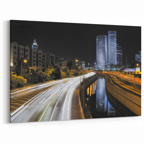 Tel Aviv Skyline Night View – Iconic Tel Aviv Cityscape Art Print