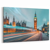 London Skyline Art - Big Ben and Westminster Night Traffic Print
