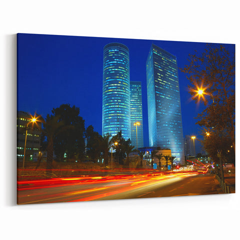 Tel Aviv Towers at Night – Dynamic Israel Cityscape Art Print
