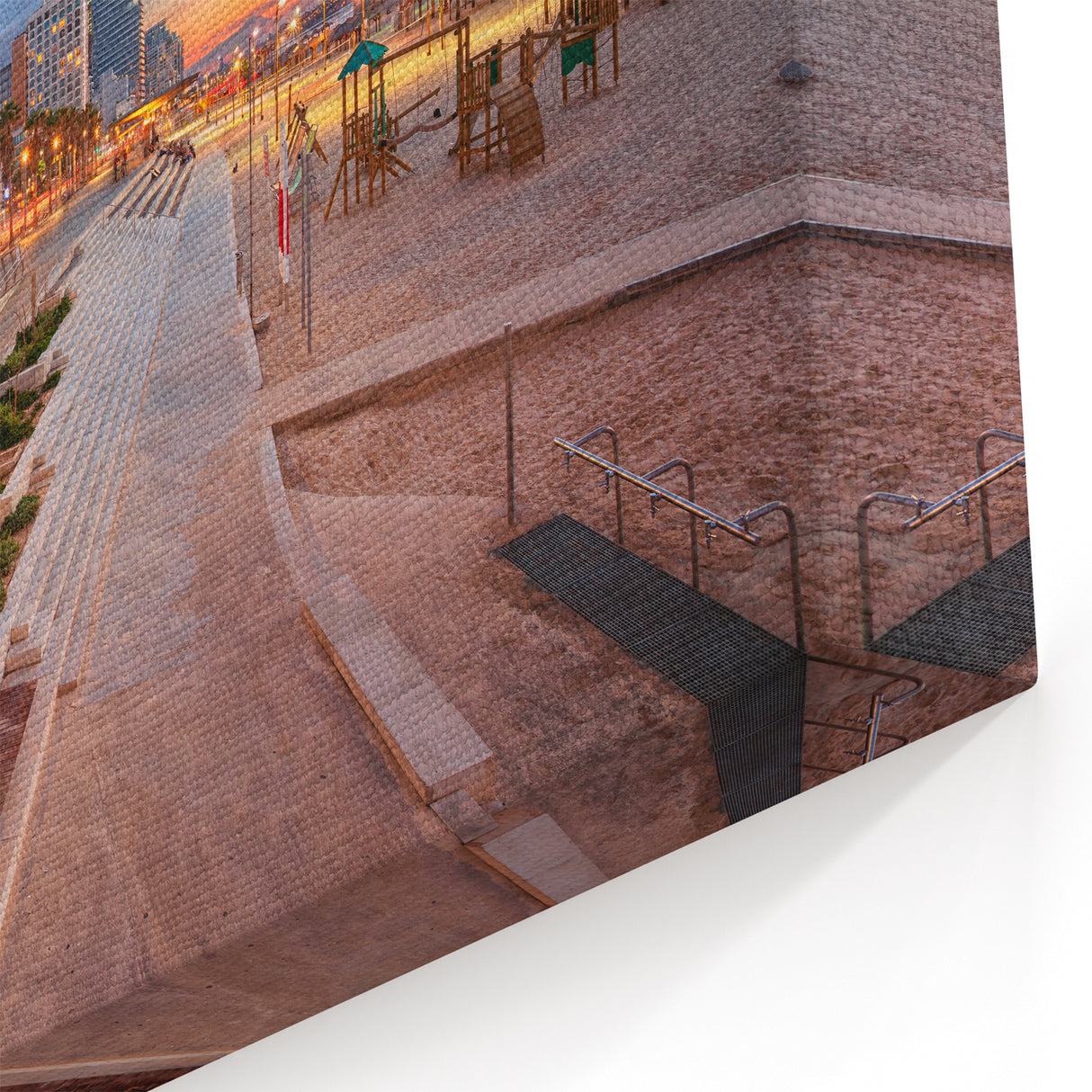 Tel Aviv Promenade at Sunset – Coastal Wall Art with Cityscape