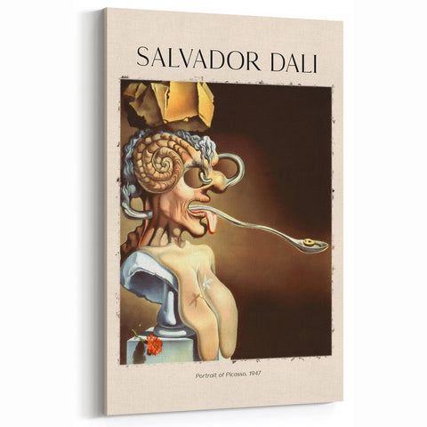 Salvador Dali Wall Art – Portrait of Picasso 1947 Surrealist Canvas Prints