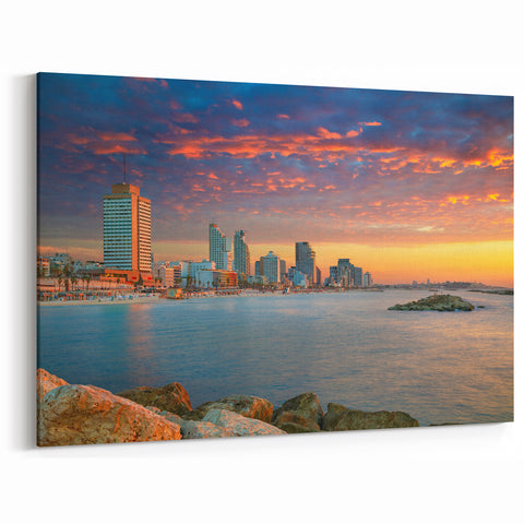 Tel Aviv Skyline at Sunset – Beautiful Coastal Wall Art Print